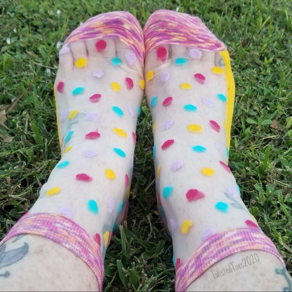 Bright Coloured Polka Sheer Socks - Picture 1 of 5